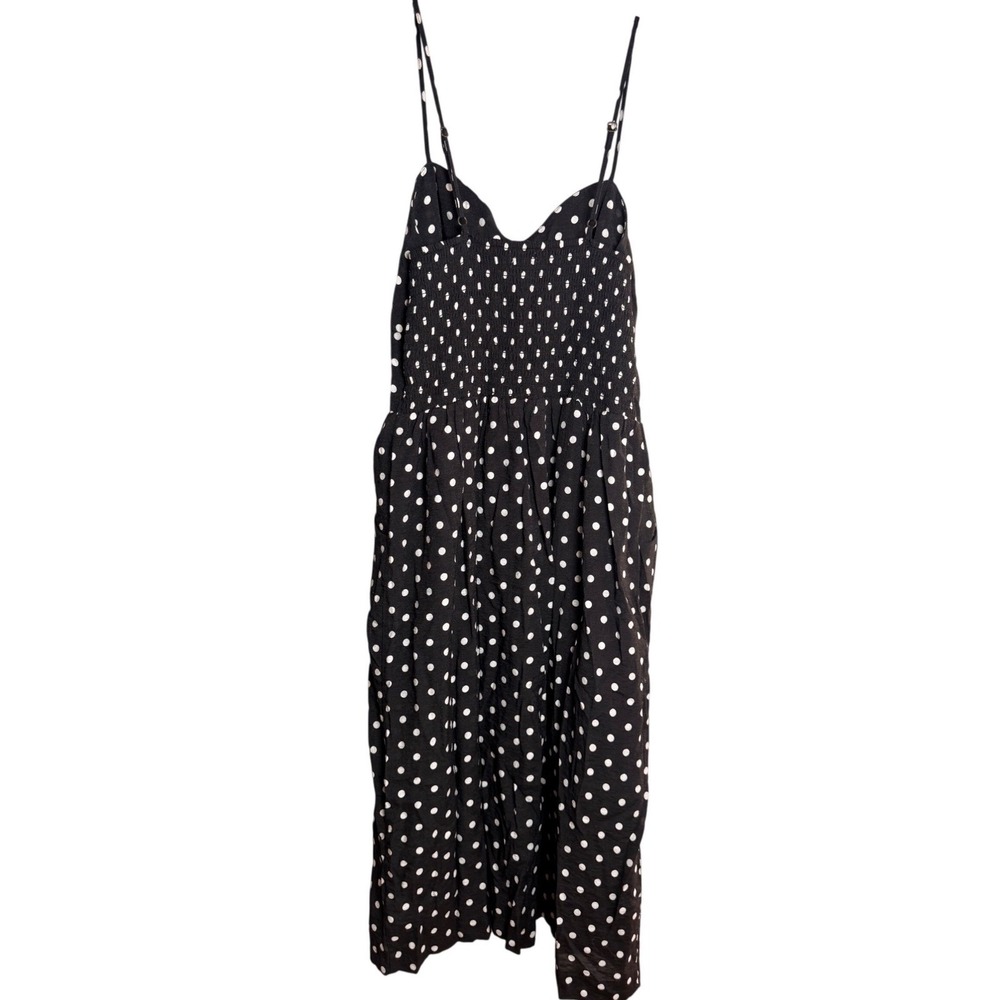 Xhilaration Polka Dot Dress Womens M Black Rayon Nylon Sun Dress Midi Retro - Picture 5 of 9